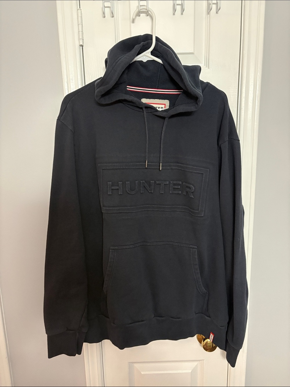 Hunter Men's Black Embossed Logo Hoodie